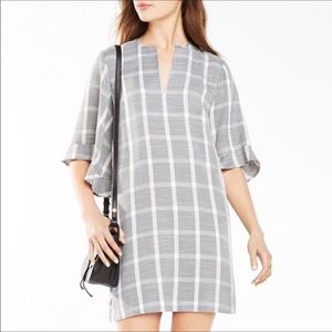 BCBG Tati Plaid Linen Dress with Slip